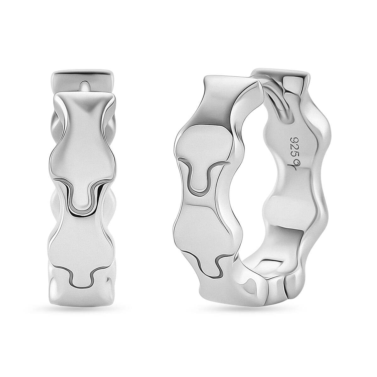 Lucy Q Hoop Earring in Rhodium Overlay Sterling Silver, Silver Wt. 5.00 Gms