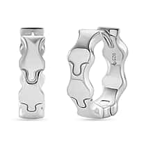 Lucy Q Puzzle Hoop Earring in Rhodium Overlay Sterling Silver