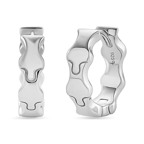 Lucy Q Hoop Earring in Rhodium Overlay Sterling Silver, Silver Wt. 5.00 Gms