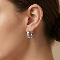 Lucy Q Puzzle Hoop Earring in Rhodium Overlay Sterling Silver