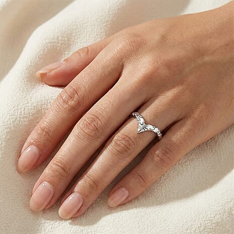 Lucy Q Jigsaw Collection - Wishbone Ring in Rhodium Overlay Sterling Silver