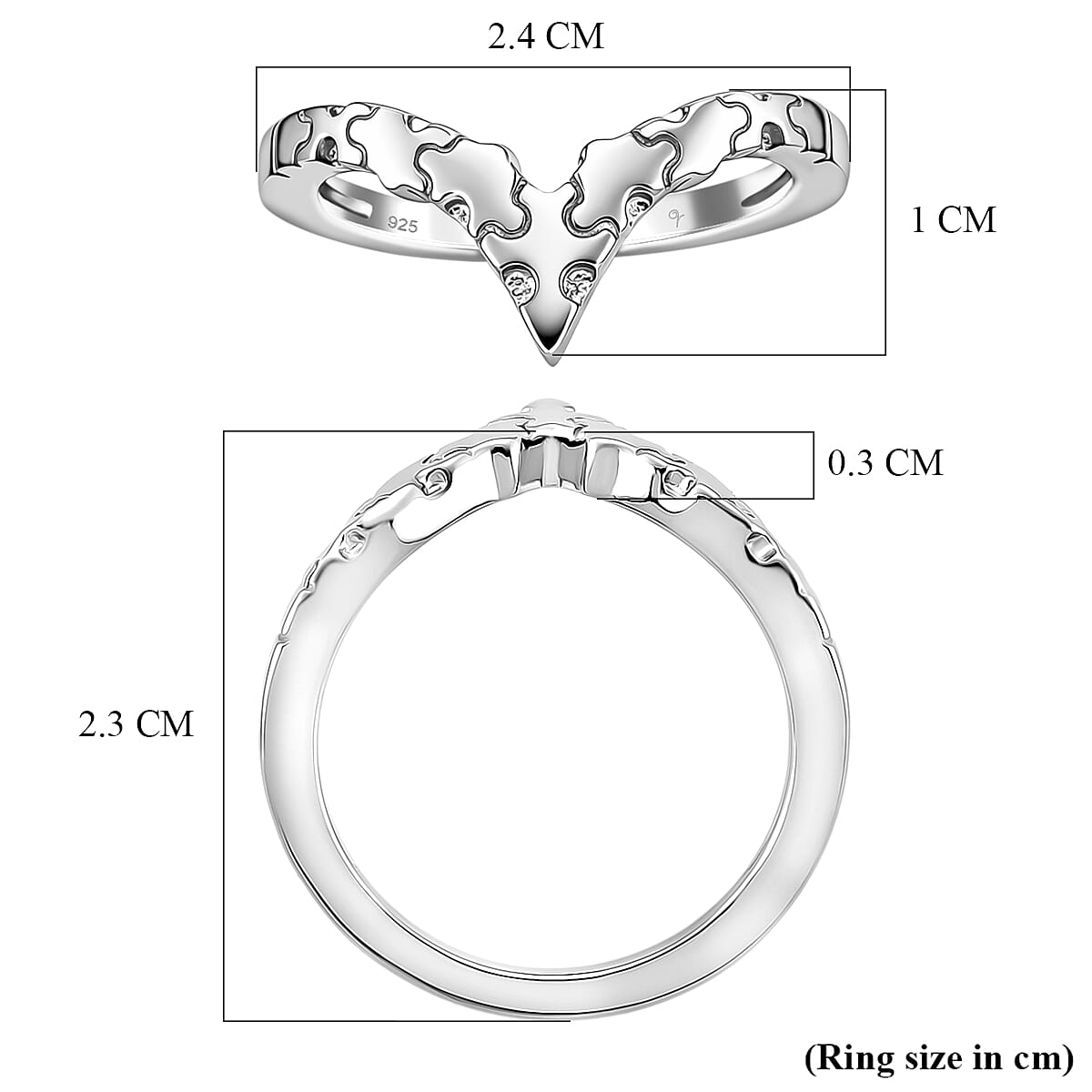 Lucy Q Jigsaw Collection - Wishbone Ring in Rhodium Overlay Sterling Silver