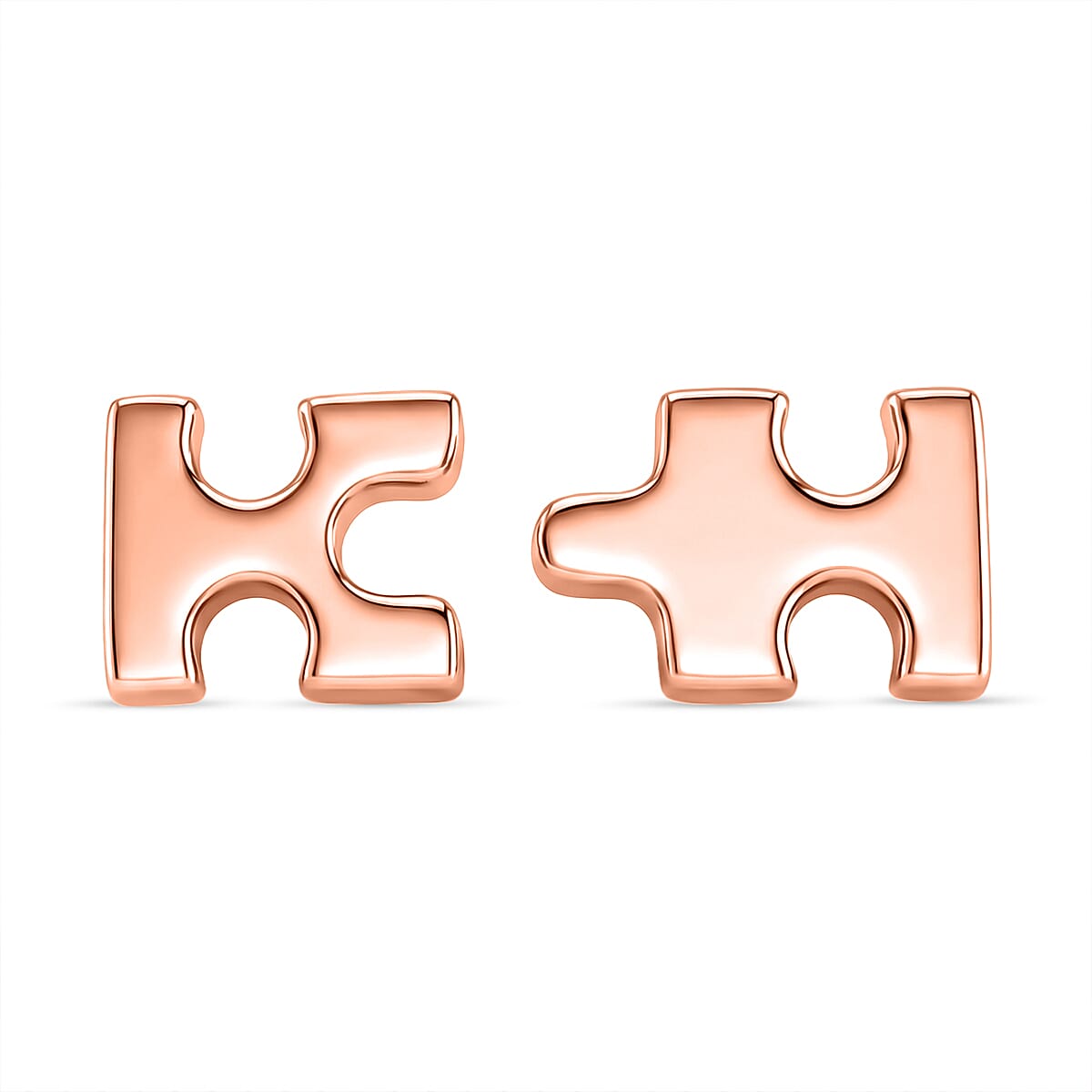 Lucy Q Puzzle Piece Stud Earring with Push Back in 18K Vermeil Rose Gold Plated Sterling Silver