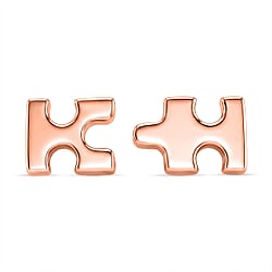 Lucy Q Jigsaw Collection - Puzzle Piece Stud Earrings with Push Back in Rhodium Overlay Sterling Silver