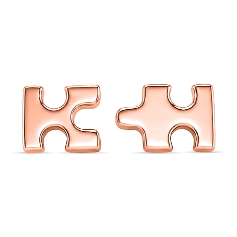 Lucy Q Puzzle Piece Stud Earring with Push Back in 18K Vermeil Rose Gold Plated Sterling Silver