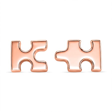 Lucy Q Jigsaw Collection - Puzzle Piece Earring with Push Back in 18K Vermeil Rose Gold Plated Sterling Silver Lucy Q Jigsaw Collection - Puzzle Piece Earring with Push Back in 18K Vermeil Rose Gold Plated Sterling Silver
