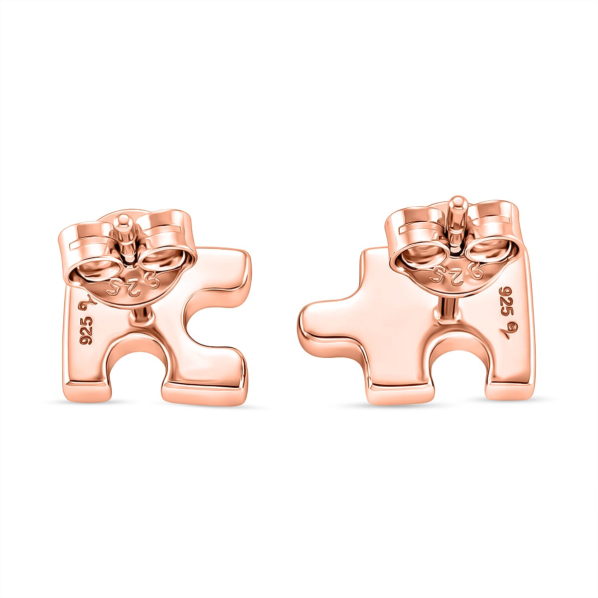 Lucy Q Puzzle Piece Stud Earring with Push Back in 18K Vermeil Rose Gold Plated Sterling Silver