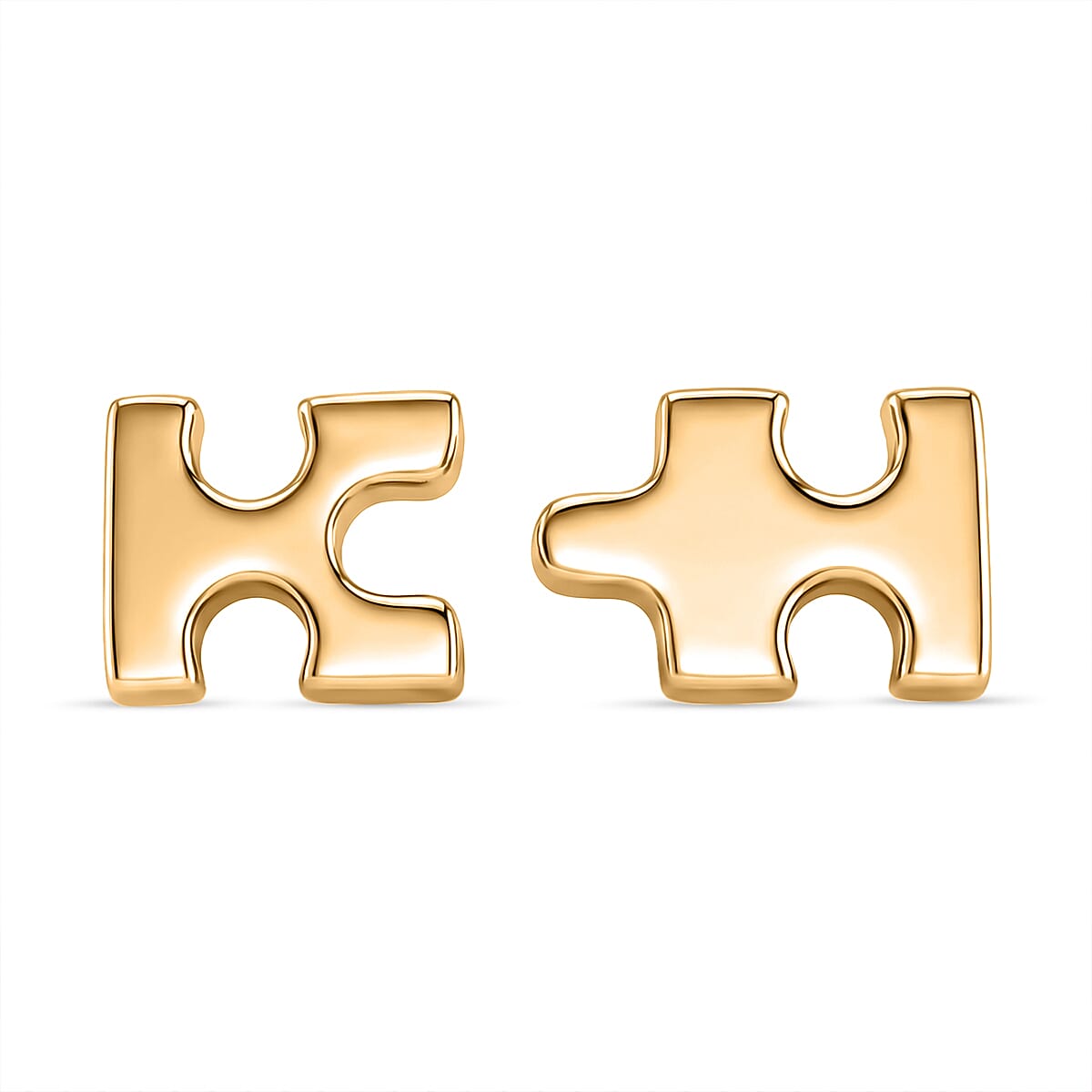Lucy Q Jigsaw Collection - Puzzle Piece Stud Earring with Push Back in 18K Vermeil Yellow Gold Plated Sterling Silver