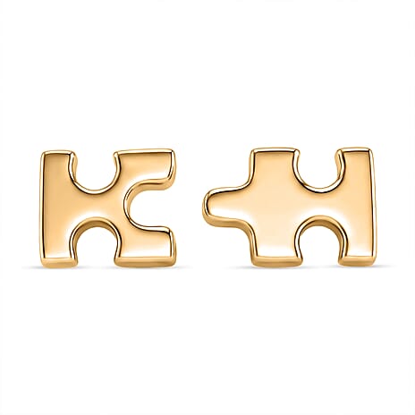 Lucy Q Jigsaw Collection - Puzzle Piece Stud Earring with Push Back in 18K Vermeil Yellow Gold Plated Sterling Silver