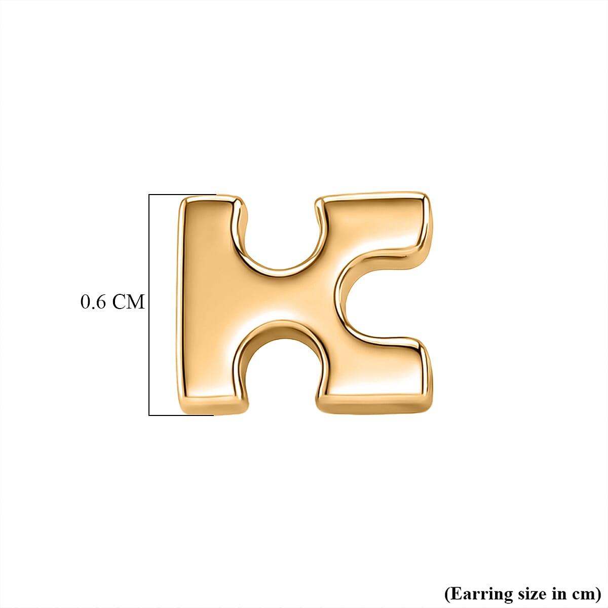 Lucy Q Jigsaw Collection - Puzzle Piece Stud Earring with Push Back in 18K Vermeil Yellow Gold Plated Sterling Silver