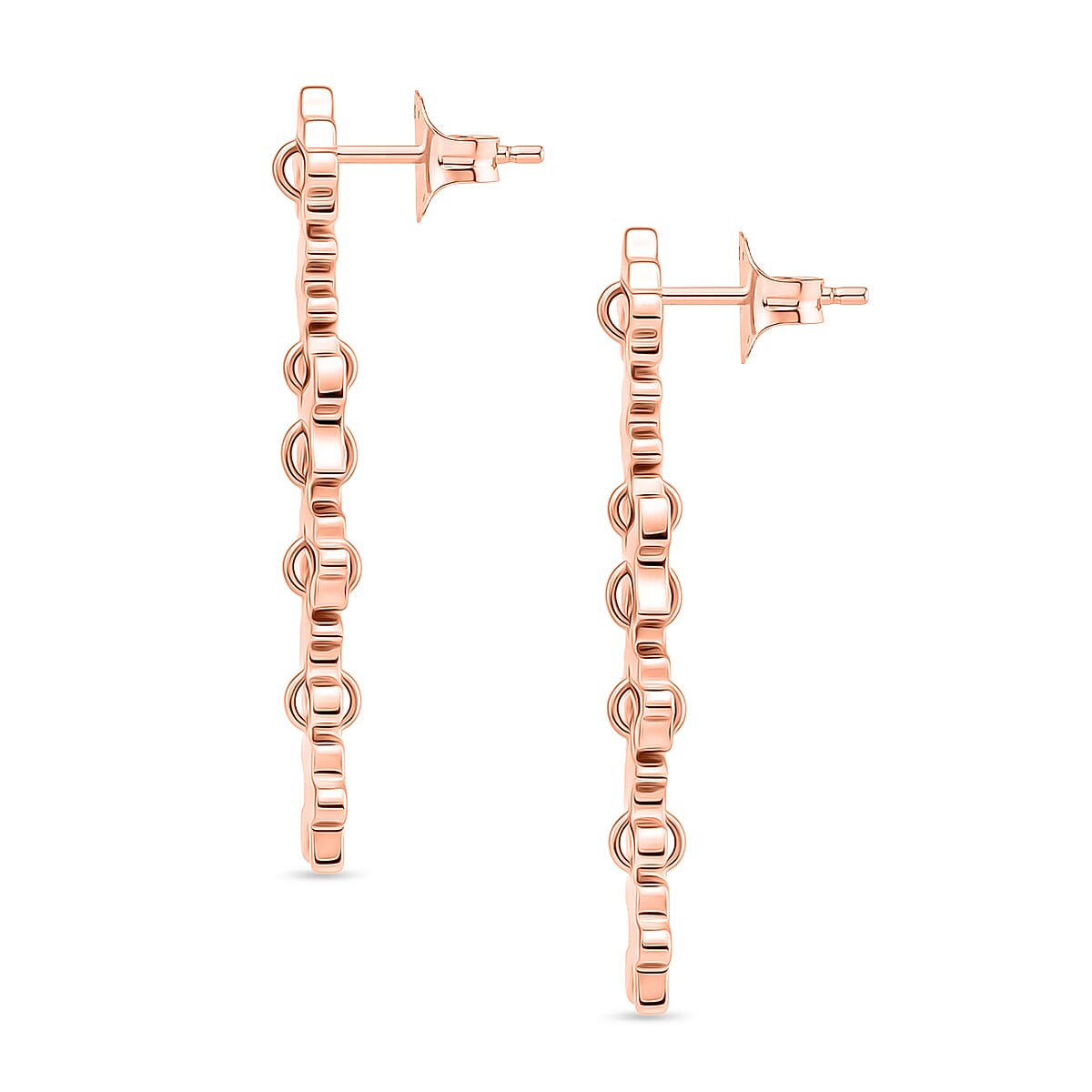 Lucy Q Jigsaw Collection - Puzzle Piece Dangle Earring with Push Back in 18K Vermeil Rose Gold Plated Sterling Silver, Silver Wt. 7.00 Gms