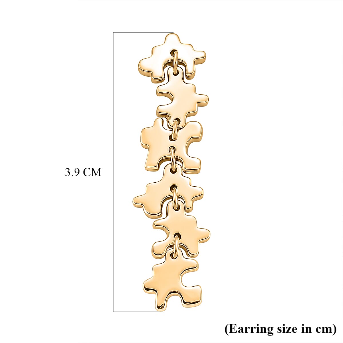 Lucy Q Jigsaw Collection - Puzzle Piece Dangle Earring in 18K Vermeil Yellow Gold Plated Sterling Silver, Silver Wt. 7.00 Gms