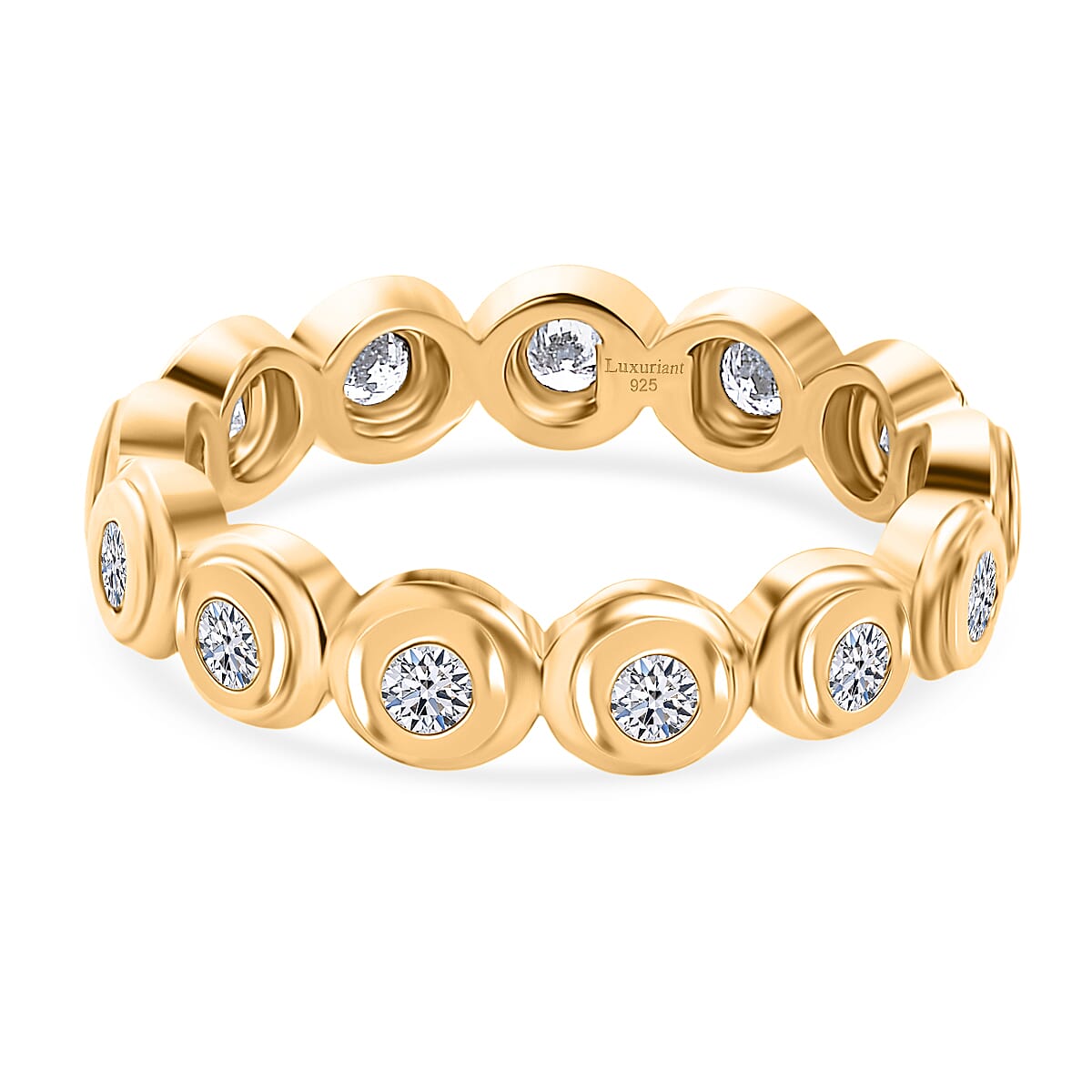 LUXURIANT Lab Grown Diamond Full Eternity Band Ring in 18K Vermeil Yellow Gold Sterling Silver