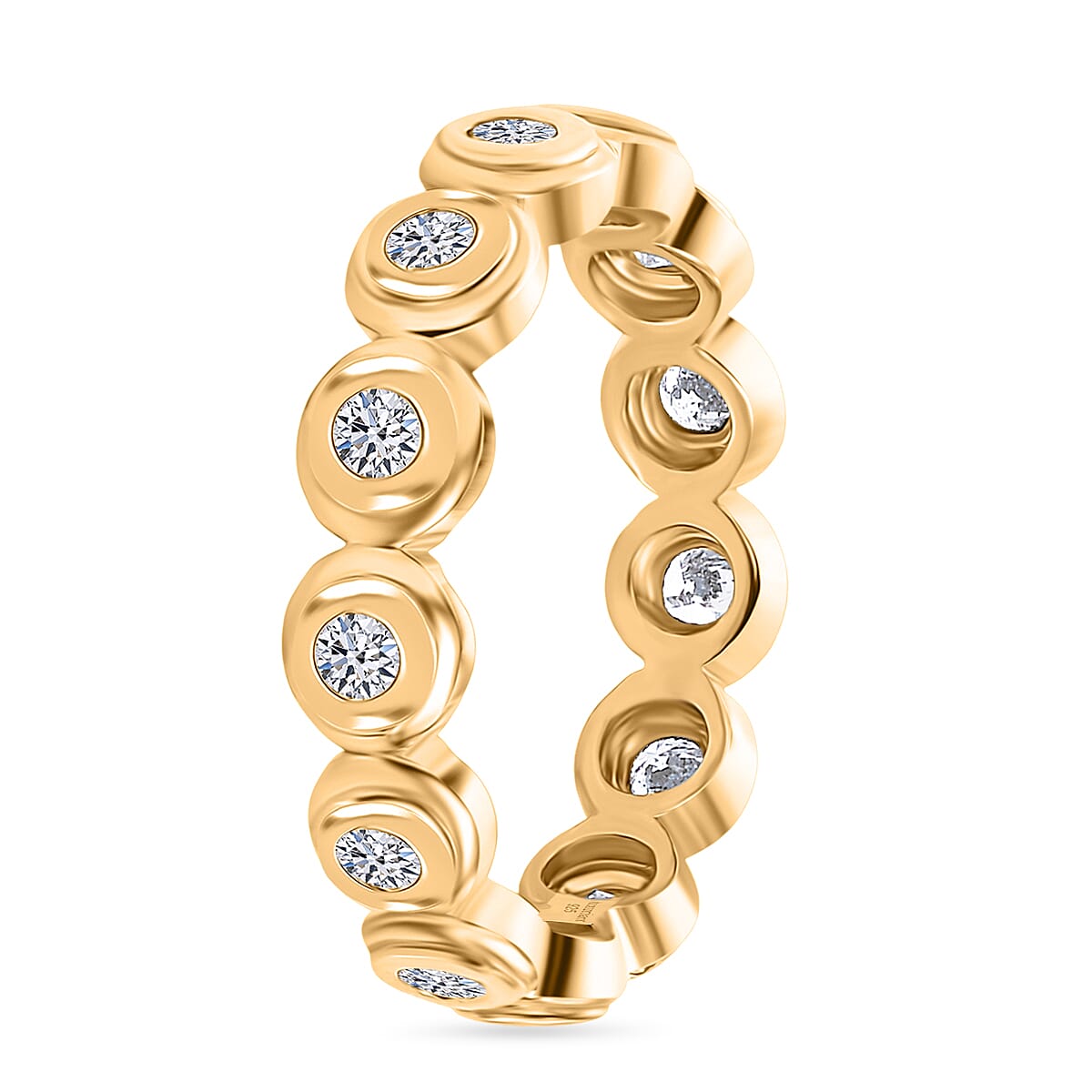 Luxuriant Lab Grown Diamond (SI-G-H) Full Eternity Band Ring in 18K YG VermeilSterling Silver. Diamond WT 0.75 Cts