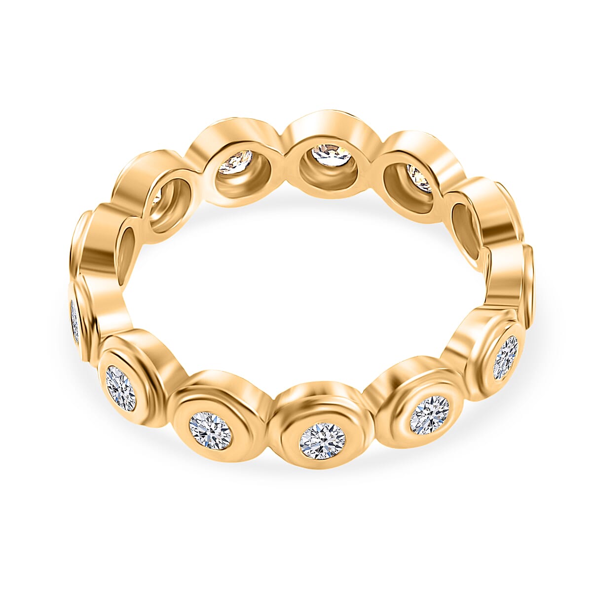 Luxuriant Lab Grown Diamond (SI-G-H) Full Eternity Band Ring in 18K YG VermeilSterling Silver. Diamond WT 0.75 Cts