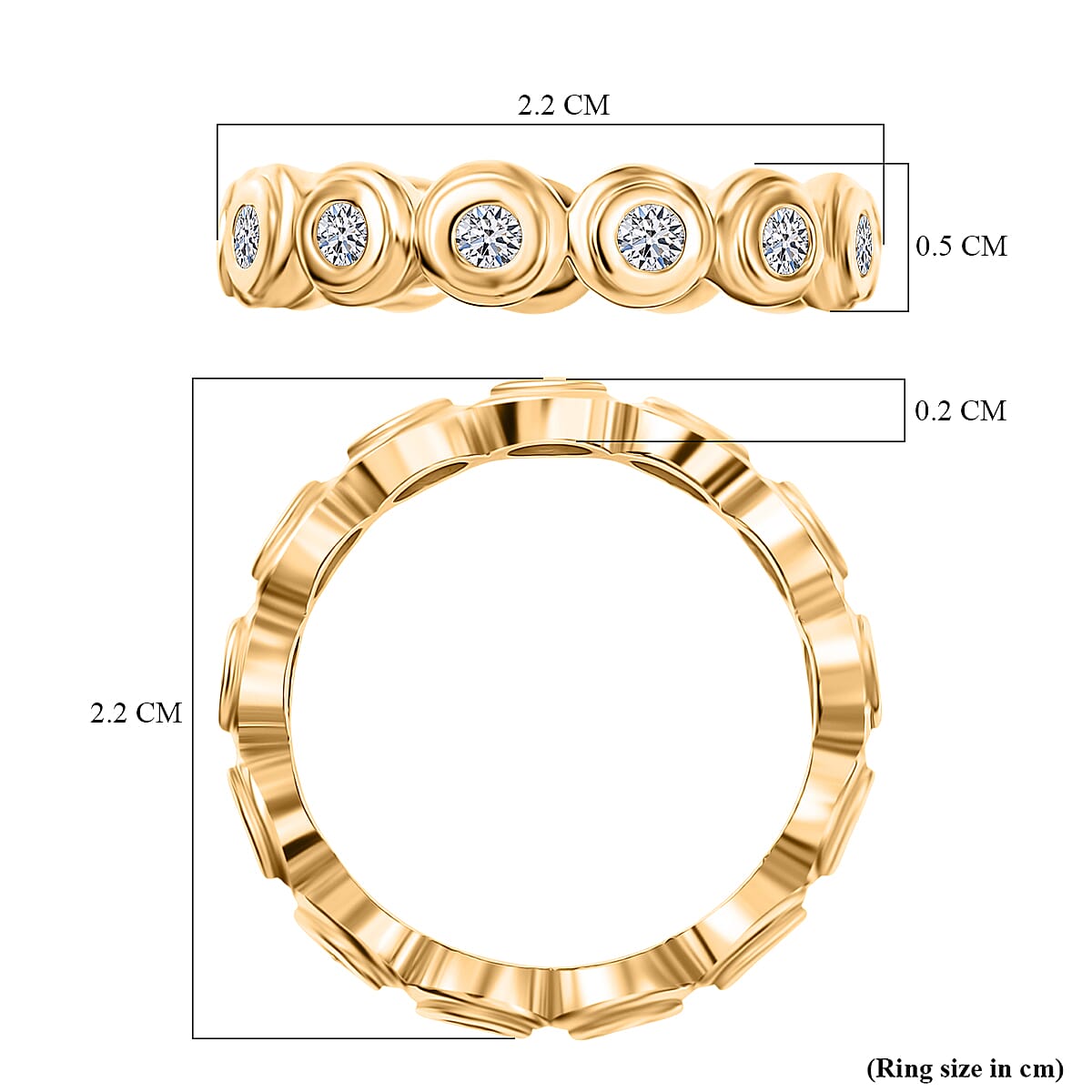 Luxuriant Lab Grown Diamond (SI-G-H) Full Eternity Band Ring in 18K YG VermeilSterling Silver. Diamond WT 0.75 Cts