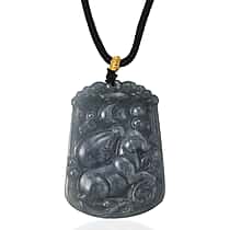 Natural Type A Jadeite Zodiac Rat Necklace with Cotton Thread (Size 26 Adjustable) 60.00 Ct.