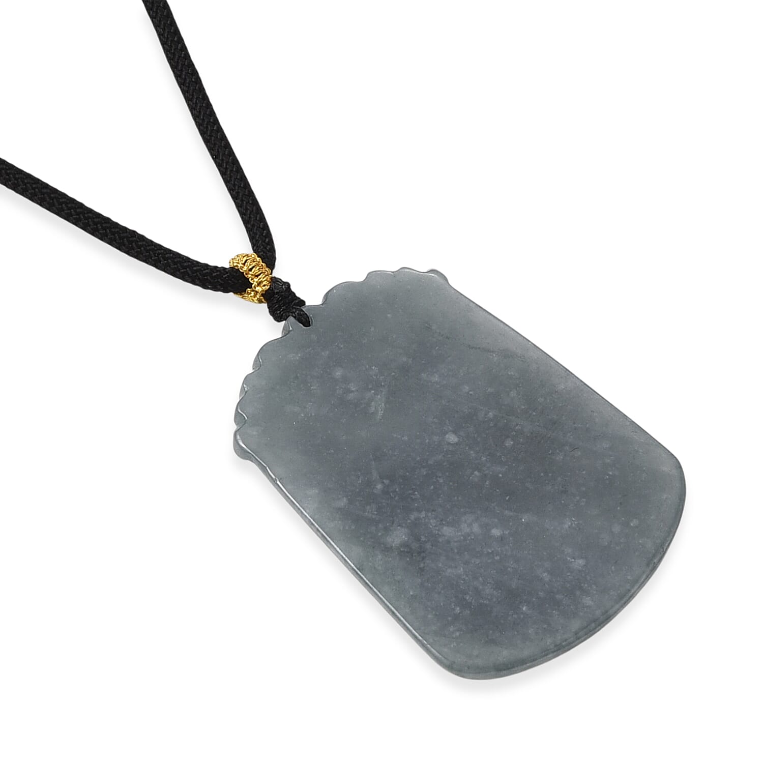 Natural Type A Jadeite Jade Stone Zodiac Ox Necklace with Cotton Thread (Size 26 Adjustable) 60.00 Ct.