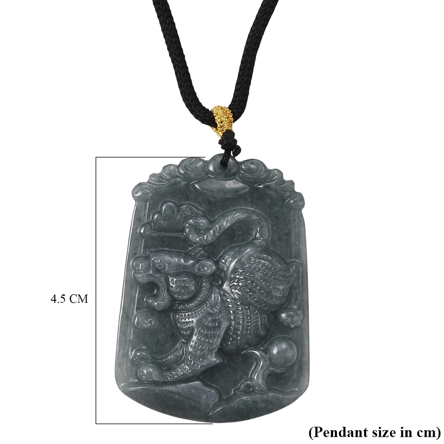 Natural Type A Jadeite Jade Stone Zodiac Tiger Necklace with Cotton Thread (Size 26 Adjustable) 60.00 Ct.