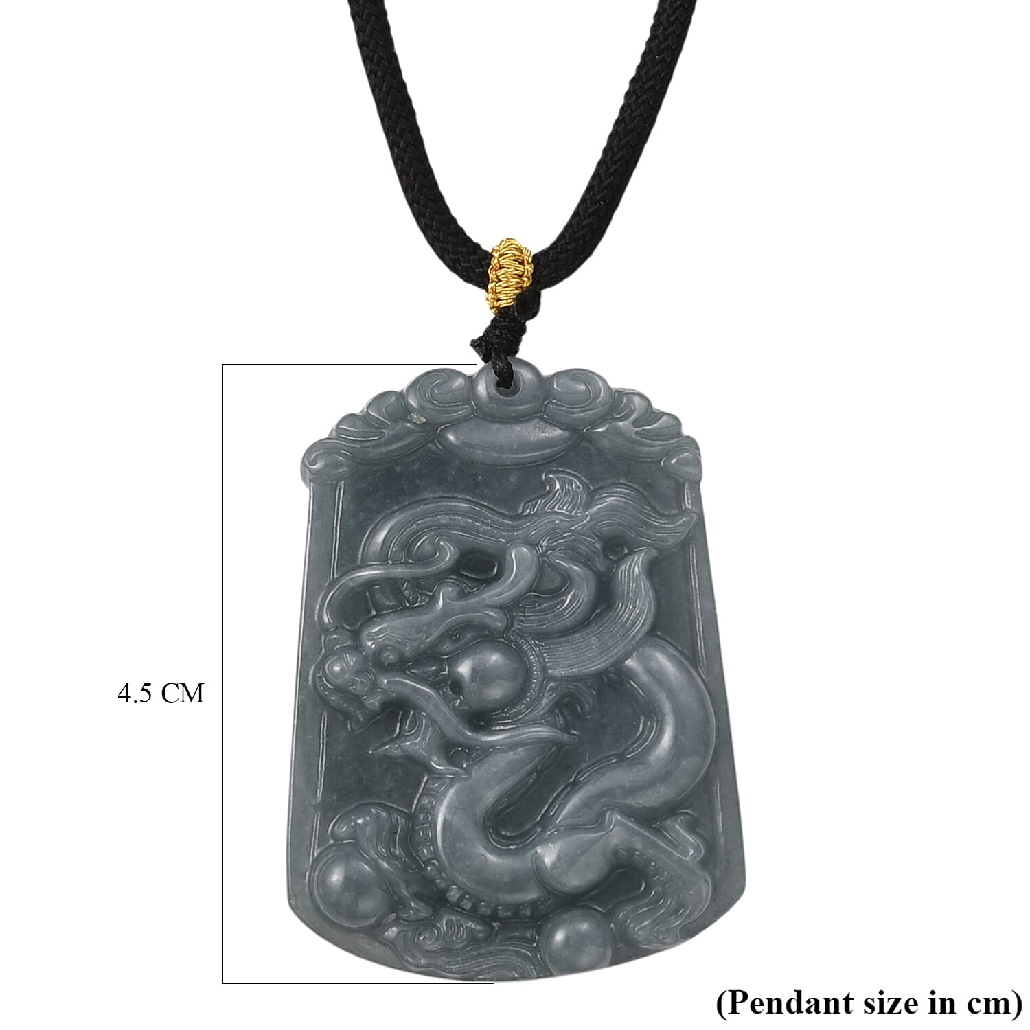 Natural Type A Jadeite Jade Stone Zodiac Dragon Necklace with Cotton Thread (Size 26 Adjustable) 60.00 Ct.