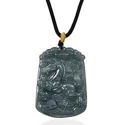 Natural Type A Jadeite Zodiac Horse Necklace Cotton Thread (Size 26 Adjustable) 60.00 Ct.