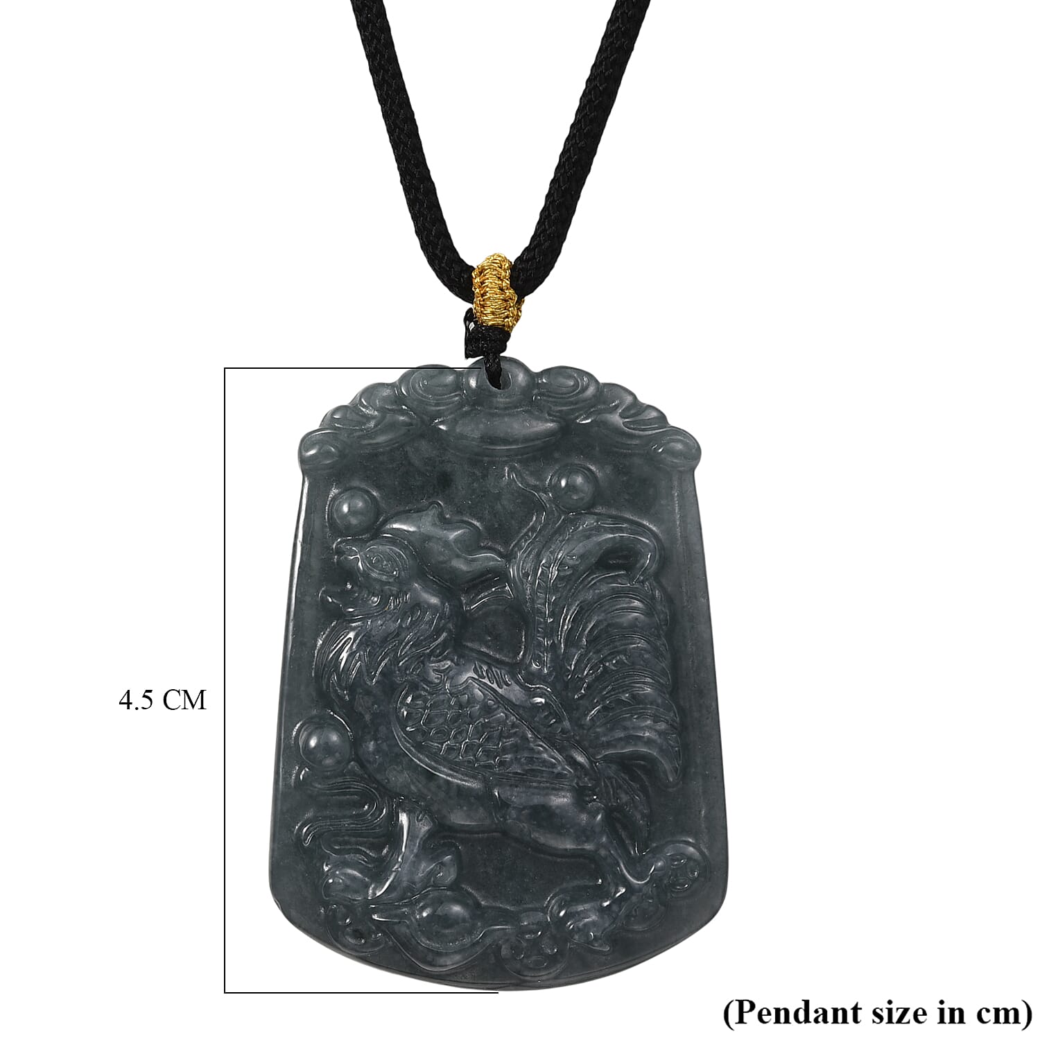 Natural Type A Jadeite Jade Stone Zodiac Rooster Necklace with Cotton Thread (Size 26 Adjustable) 60.00 Ct.