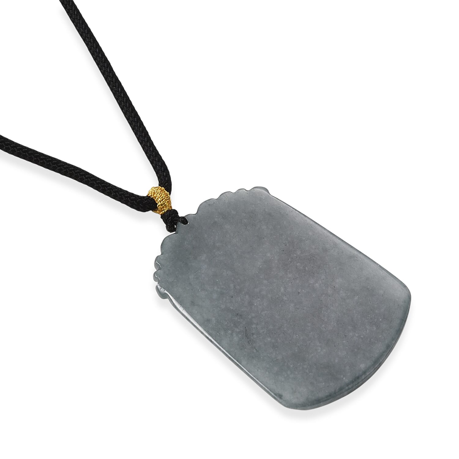 Natural Type A Jadeite Jade Stone Zodiac Dog Necklace with Cotton thread (Size 26 Adjustable) 60.00 Ct.