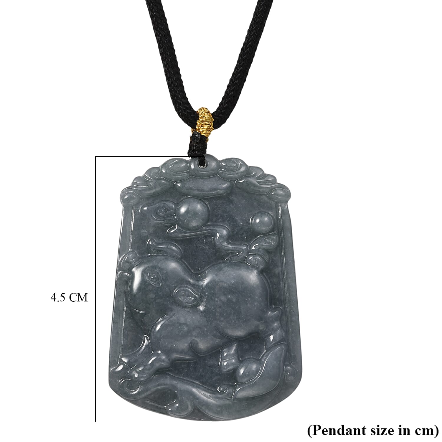 Natural Type A Jadeite Jade Stone Zodiac Pig Necklace with Cotton Thread (Size 26 Adjustable) 60.00 Ct.