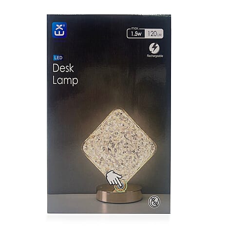 Rechargeable Square-Shaped LED Desk Lamp - 3-Color Change Dimmable Touch Control - White