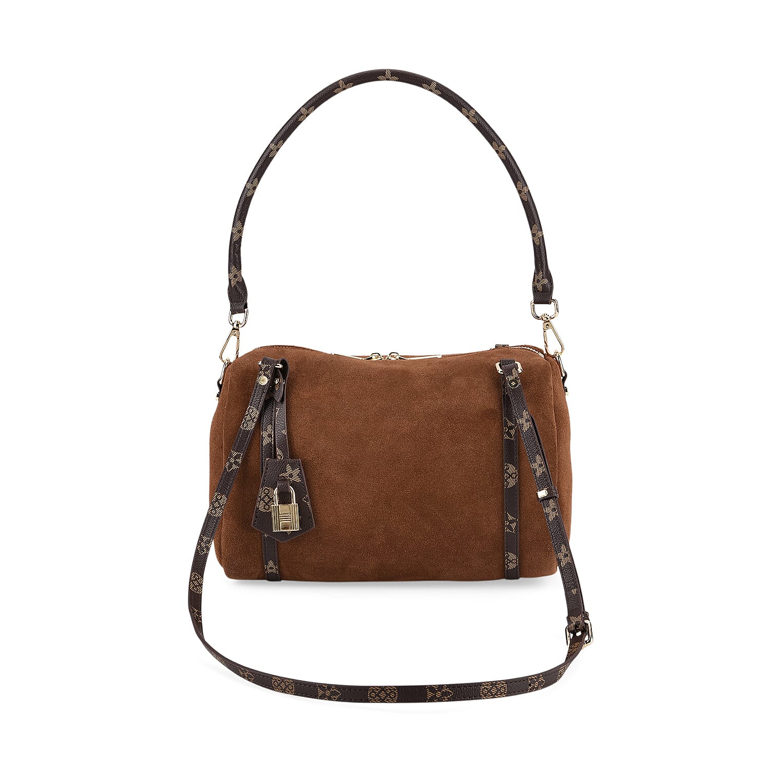 Designer Inspired Genuine Leather Crossbody Bag - Brown