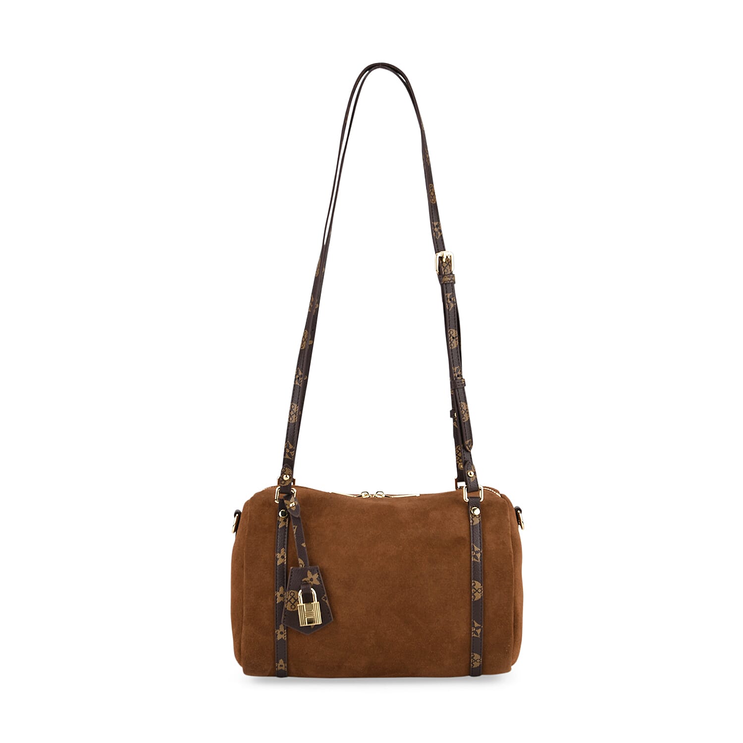 Designer Inspired Genuine Leather Crossbody Bag - Brown