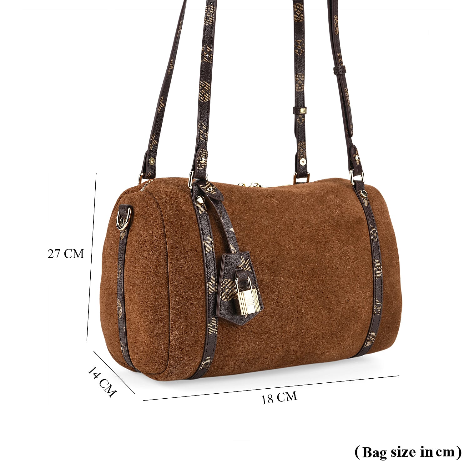 Designer Inspired Genuine Leather Crossbody Bag - Brown