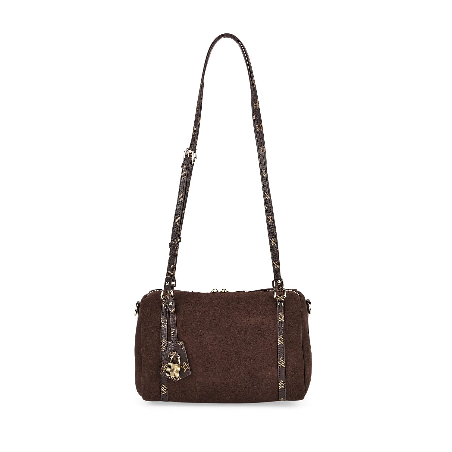 Designer Inspired Genuine Leather Crossbody Bag - Coffee