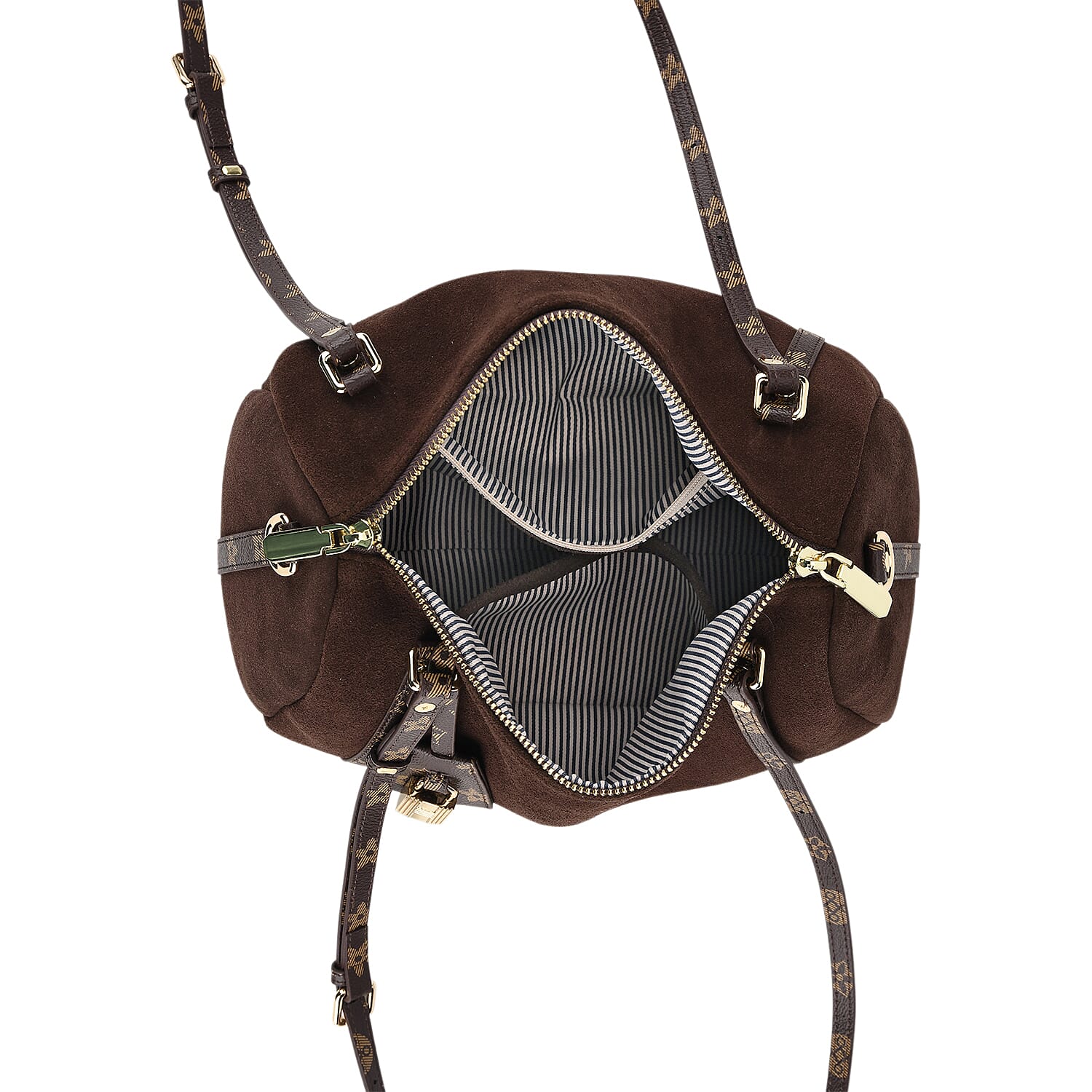Designer Inspired Genuine Leather Crossbody Bag - Coffee