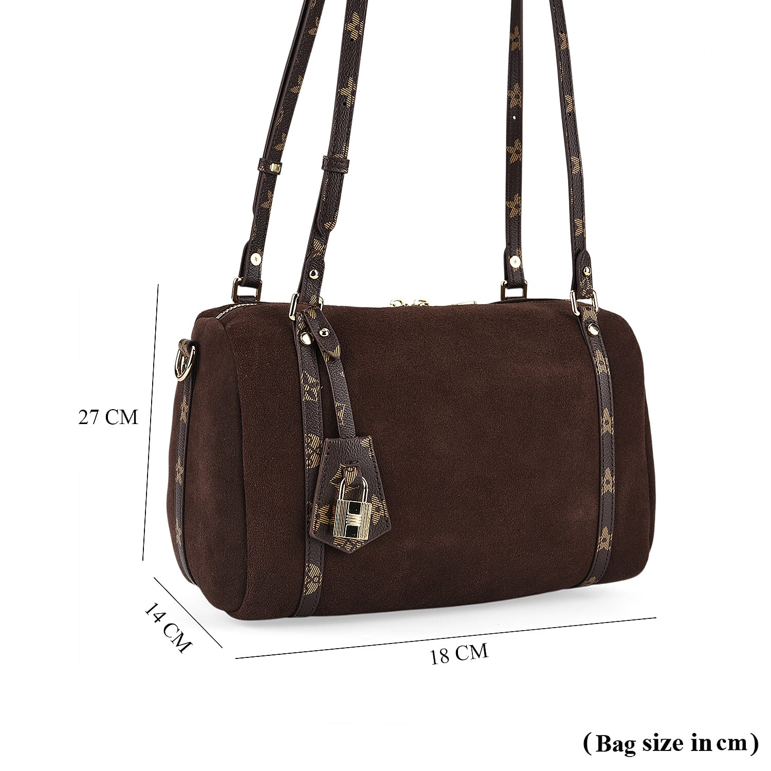 Designer Inspired Genuine Leather Crossbody Bag - Coffee
