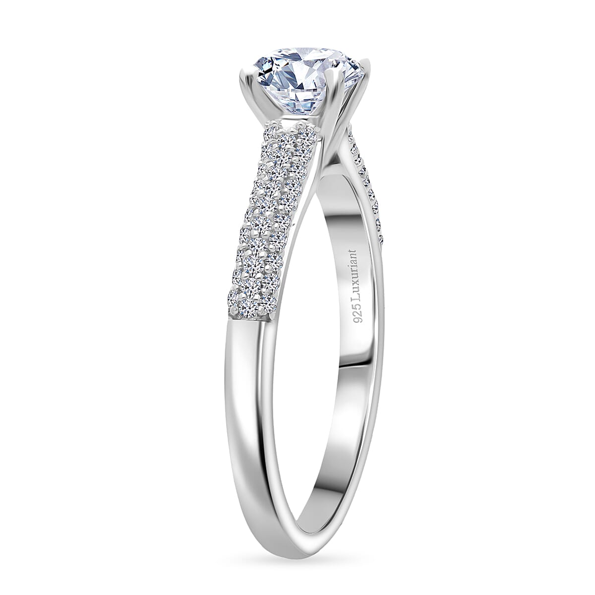Luxuriant Lab Grown Diamond (SI-GH) Ring in Rhodium Overlay Sterling Silver 1.00 Ct.