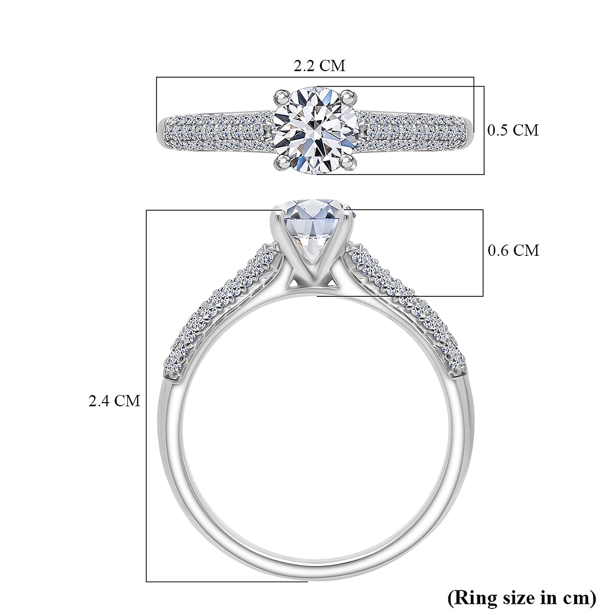 Luxuriant Lab Grown Diamond (SI-GH) Ring in Rhodium Overlay Sterling Silver 1.00 Ct.