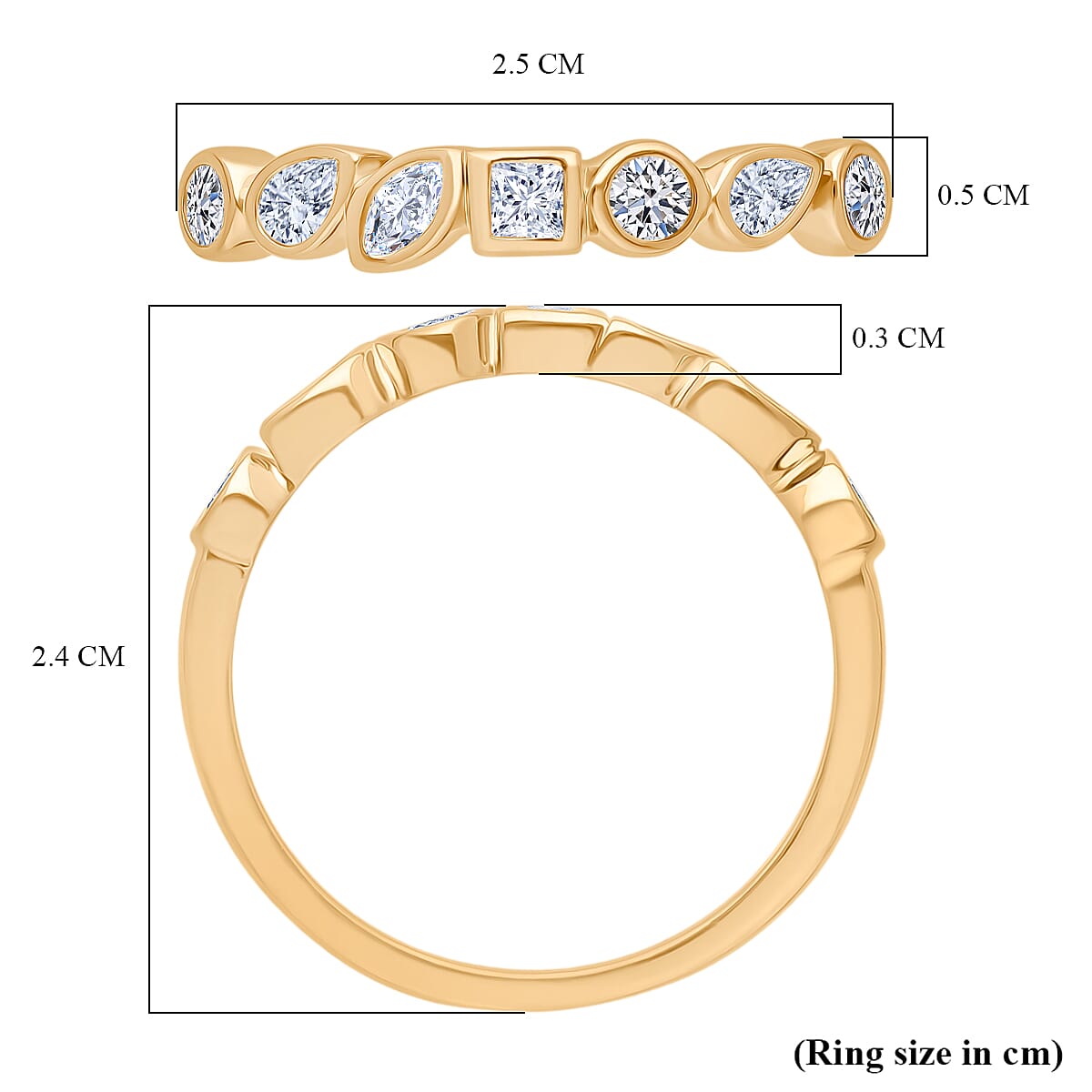 Luxuriant SI-GH Lab Grown Diamond Eternity Ring in 18K Vermeil Yellow Gold Plated Sterling Silver 0.50 cts