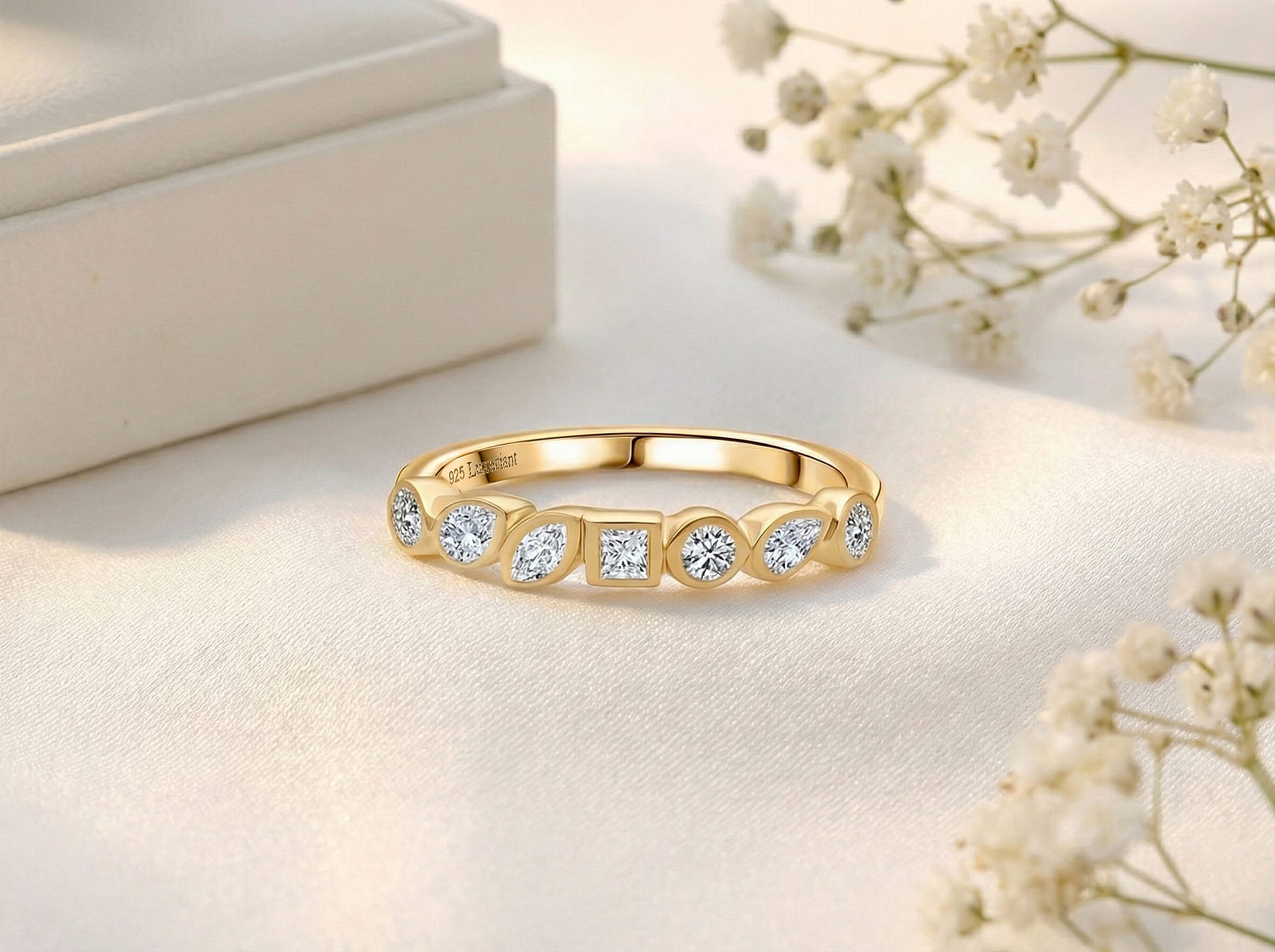 Luxuriant SI-GH Lab Grown Diamond Ring in 18K Vermeil Yellow Gold Plated Sterling Silver 0.49 Ct.