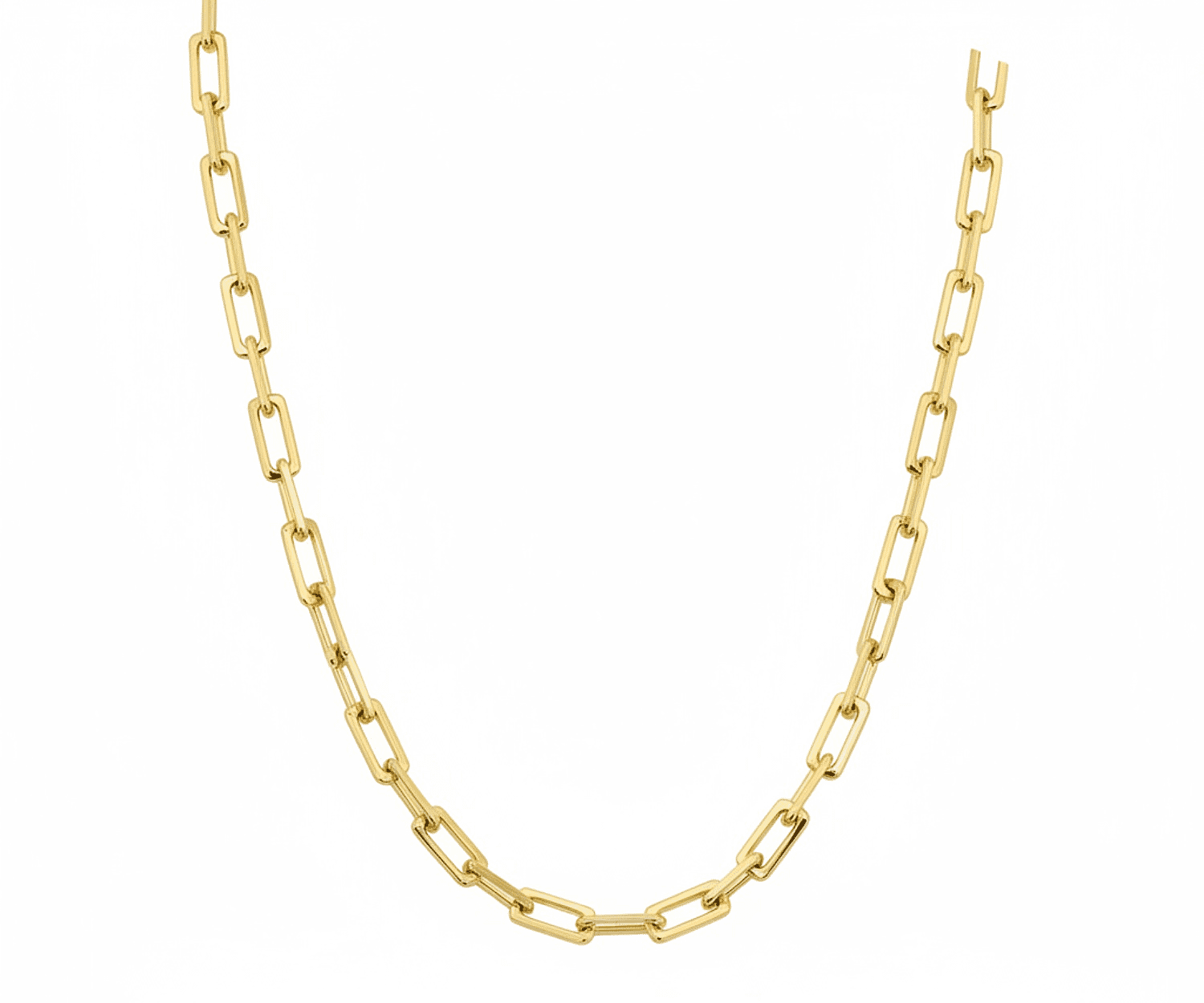 9K Yellow Gold Rectagular Link Necklace  (Size 20) with Clasp, Gold Wt. 19.02 Gms.