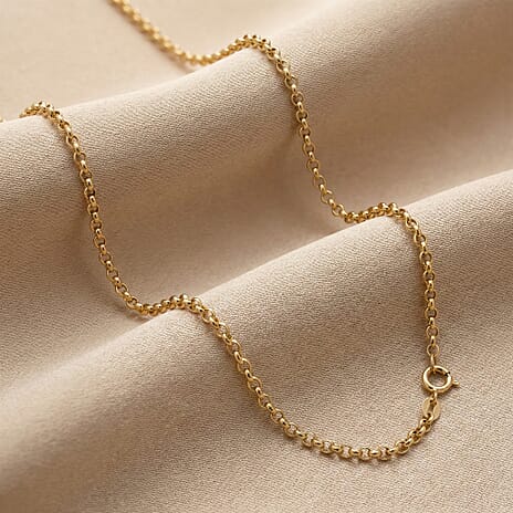 9K Yellow Gold Round Belcher Necklace (Size 22) with Spring Ring Clasp