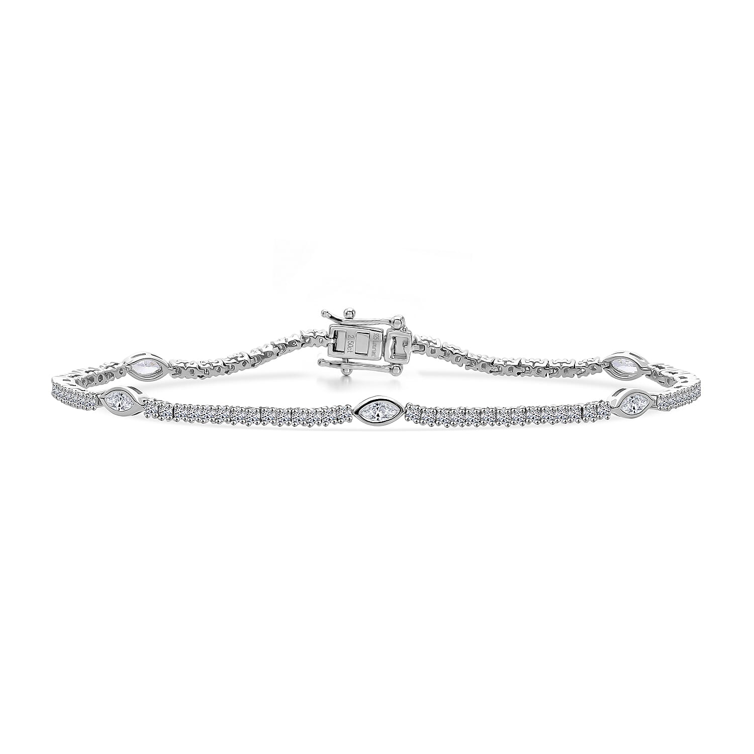 Luxuriant SI-GH Lab Grown Diamond Bracelet (Size - 7.5) in Rhodium Overlay Sterling Silver 2.50 Ct.