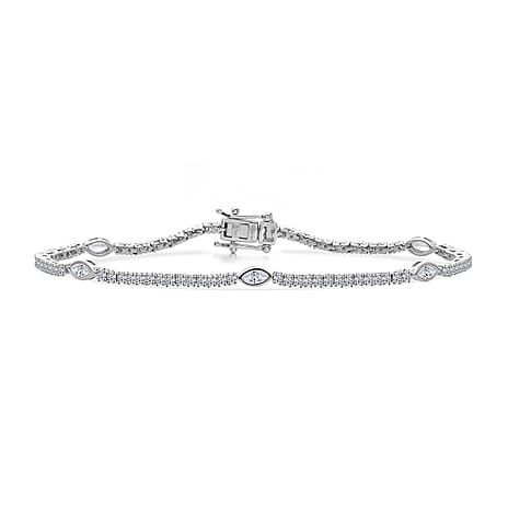 Luxuriant SI-GH Lab Grown Diamond Bracelet (Size - 7.5) in Rhodium Overlay Sterling Silver 2.50 Ct.
