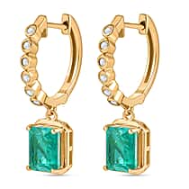 D'Joy Emeraldine Triplet Quartz & White Zircon Full Hoop Earring in Yellow Gold Plated Sterling Silver 4.12 Ct.