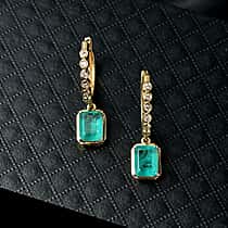 D'Joy Emeraldine Triplet Quartz & White Zircon Full Hoop Earring in Yellow Gold Plated Sterling Silver 4.12 Ct.