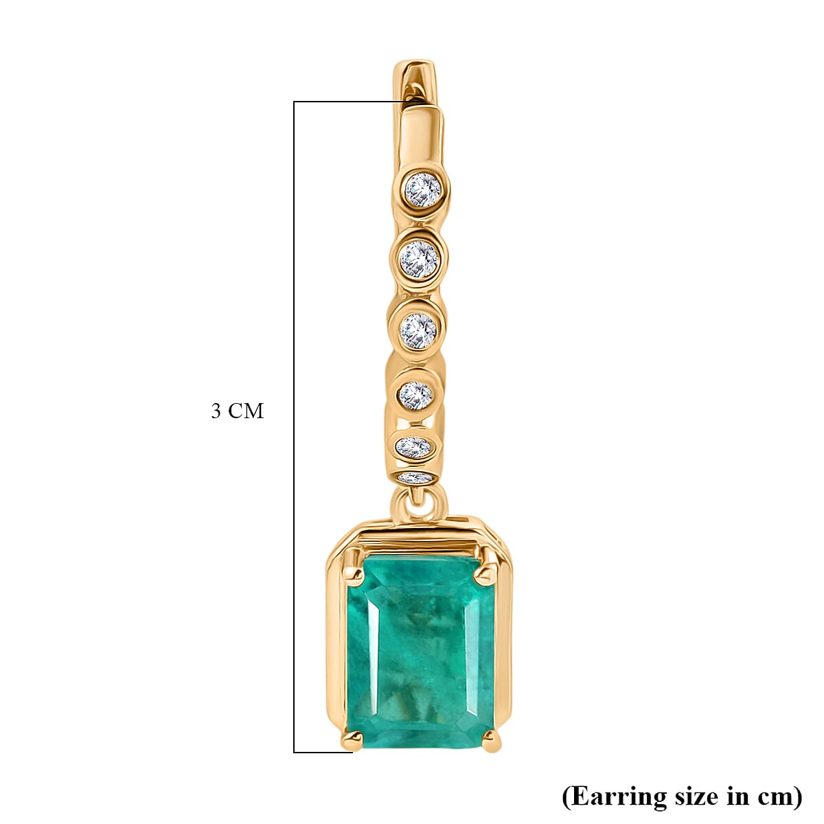 D'Joy, Emeraldine Triplet Quartz , White Zircon Full Hoop Earring  Sterling Silver 4.12 ct  4.122  Ct.