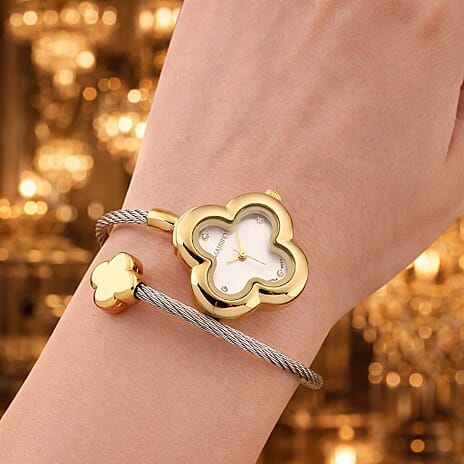 MAJESTY Japan Movement 3ATM Clover Design Sunshine Dial Watch - Two Tone