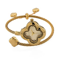 MAJESTY Japan Movement 3ATM Clover Design Sunshine dial Watch - Gold Tone