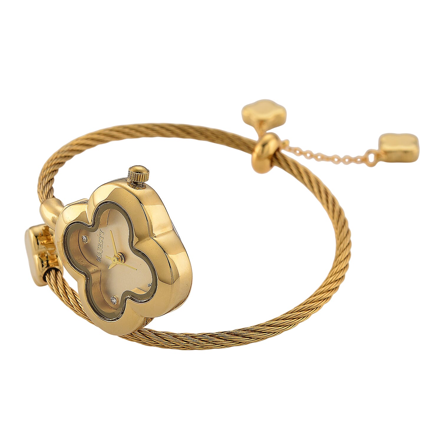 MAJESTY Japan Movement 3ATM Clover Design Sunshine dial Watch - Gold Tone