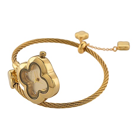 MAJESTY Japan Movement 3ATM Clover Design Sunshine dial Watch - Gold Tone